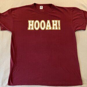 Men's Large Cotton T-Shirt HOOAH DEEDS ABOVE WORDS, US Military Army NEW